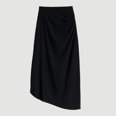 Rita Asymmetric-Hem Shirred Skirt
