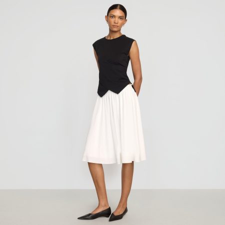 Zazie Shirred Stretch-Waist Midi Skirt